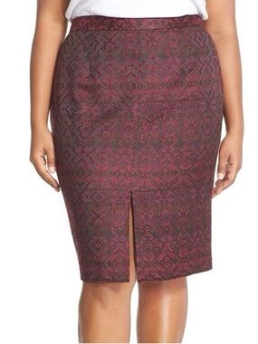 Halogen Geometric Jacquard Weave Lined Pencil Skirt. 12. NEW.